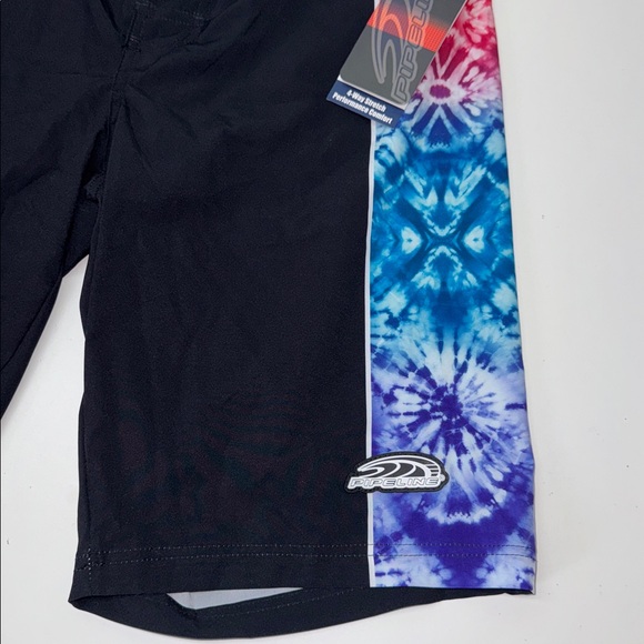 🔥Pipeline Black Board Shorts with Tie-Dye Accents Sz Medium New - Picture 4 of 14